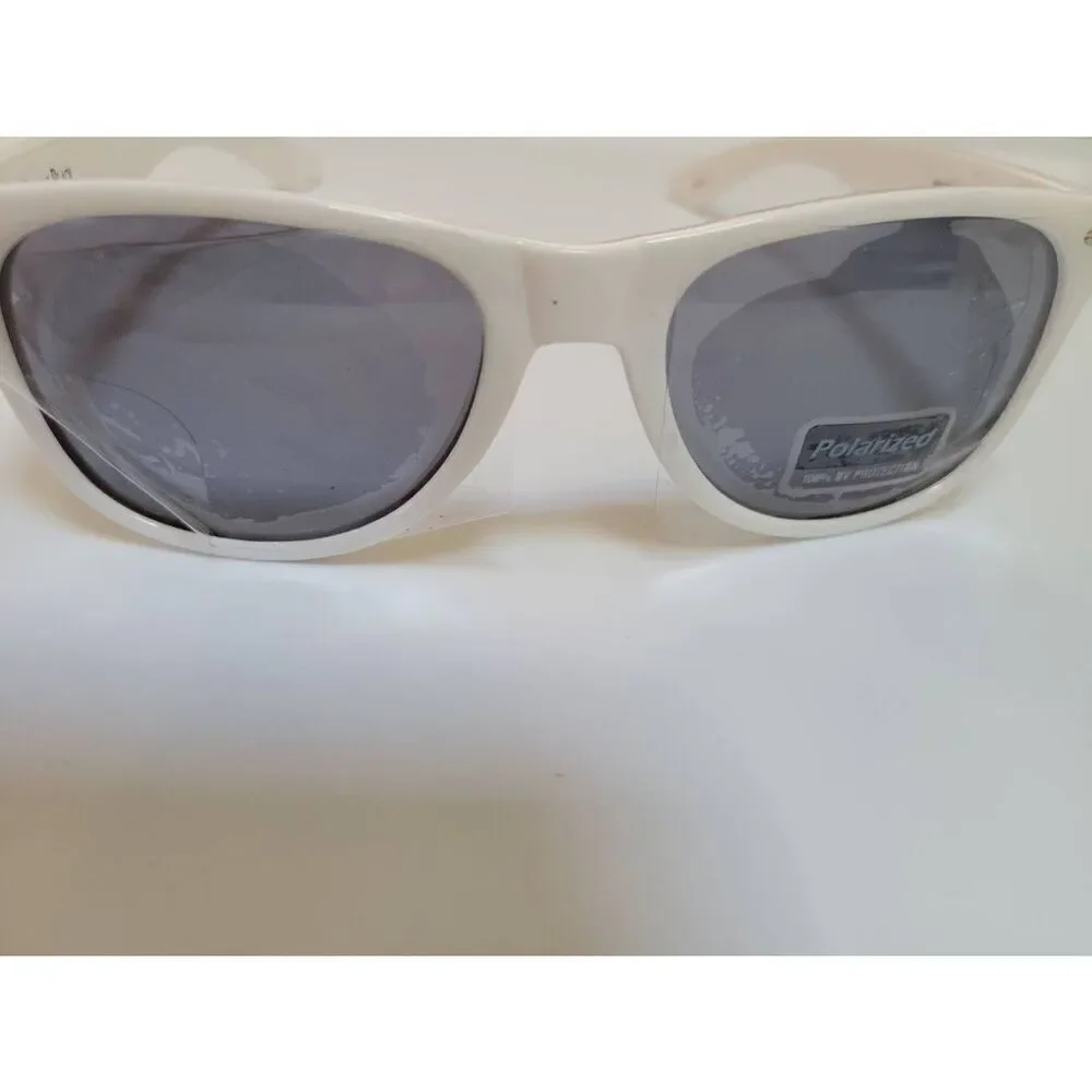 Buckle Black Polarized Sunglasses White Frame NEW